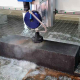 Abrasive water jet cutting concrete block
