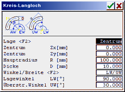 Kreis Langloch Koordinaten eingeben