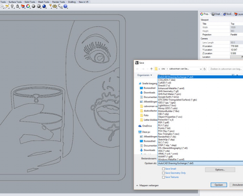 Create drawing in CAD software and save as .dxf